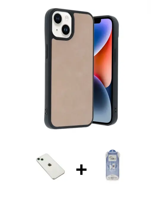 ieg™ iPhone 14 Kılıf Kıvılcım Işık Serisi - Siyah Joko Magic 5D Cam + Diamond Kamera Lens - YL