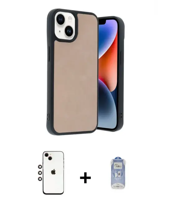 ieg™ iPhone 14 Kılıf Kıvılcım Işık Serisi - Siyah Joko Magic 5D Cam + Shine Kamera Lens - GI