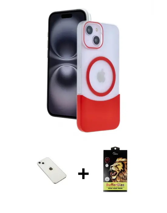 ieg™ iPhone 14 Kılıf Kozmos Form Özel Seri - Siyah Buffer Cam Ekran Koruyucu + Diamond Kamera Lens - SABE