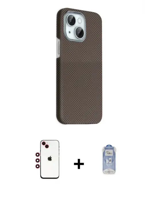 ieg™ iPhone 14 Kılıf Kozmos Klasik Prime - Siyah Joko Magic 5D Cam + Shine Kamera Lens - KI