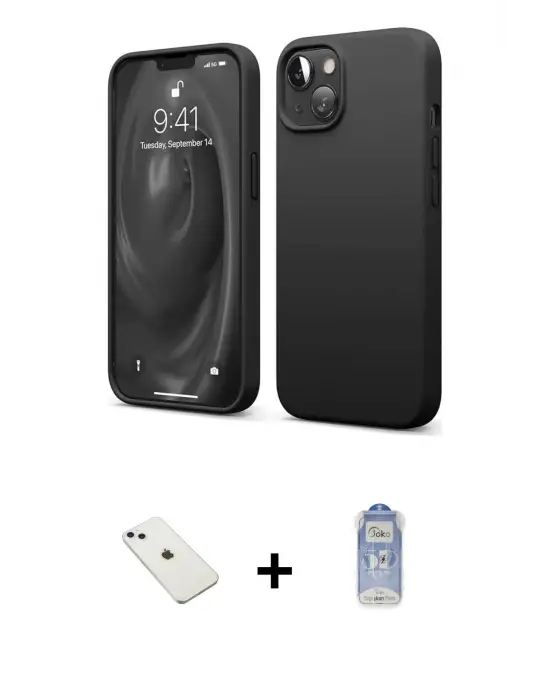 ieg™ iPhone 14 Kılıf Kozmos Yansıma Özel Seri - Siyah Joko Magic 5D Cam + Diamond Kamera Lens - SABE