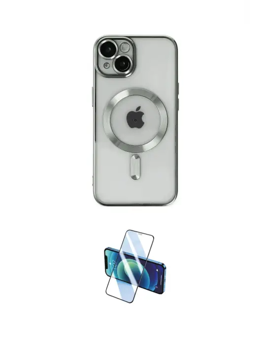 ieg™ iPhone 14 Kılıf Nova Işık Özel Seri - Siyah 3D Antistatik Cam Ekran Koruyucu
