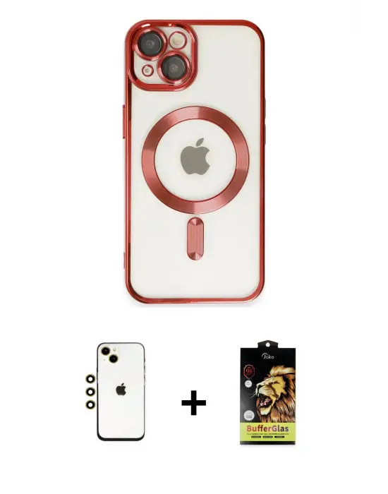 ieg™ iPhone 14 Kılıf Nova Işık Özel Seri - Siyah Buffer Cam Ekran Koruyucu + Shine Kamera Lens - GD
