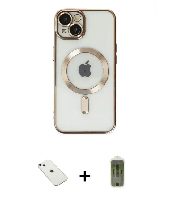 ieg™ iPhone 14 Kılıf Nova Işık Özel Seri - Siyah Joko Magic 5D Hayalet Cam + Diamond Kamera Lens - PE