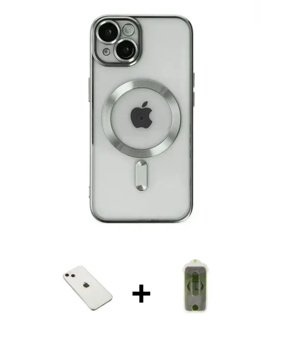 ieg™ iPhone 14 Kılıf Nova Işık Özel Seri - Siyah Joko Magic 5D Hayalet Cam + Diamond Kamera Lens - PE