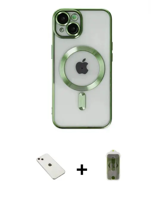 ieg™ iPhone 14 Kılıf Nova Işık Özel Seri - Siyah Joko Magic 5D Hayalet Cam + Diamond Kamera Lens - PE