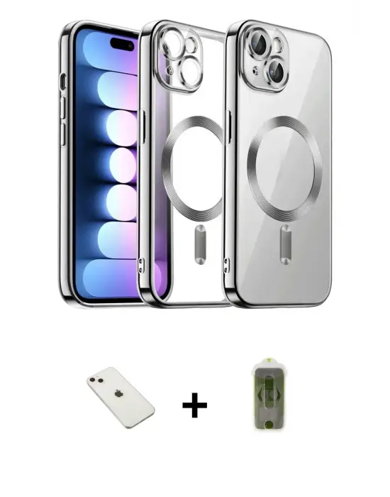 ieg™ iPhone 14 Kılıf Nova Işık Özel Seri - Siyah Joko Magic 5D Hayalet Cam + Diamond Kamera Lens - PE