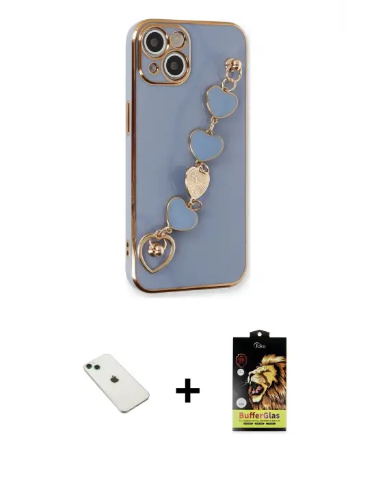ieg™ iPhone 14 Kılıf Nova Işık Prime - Siyah Buffer Cam Ekran Koruyucu + Diamond Kamera Lens - YL