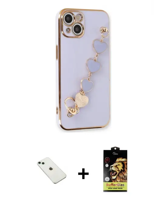 ieg™ iPhone 14 Kılıf Nova Işık Prime - Siyah Buffer Cam Ekran Koruyucu + Diamond Kamera Lens - YL