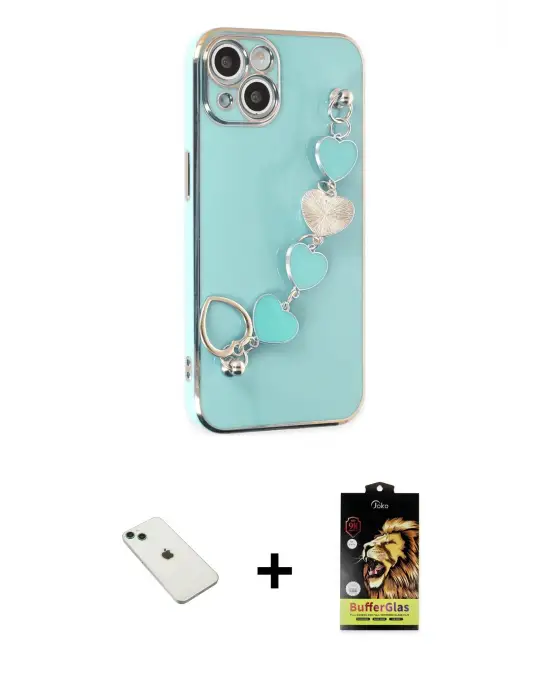 ieg™ iPhone 14 Kılıf Nova Işık Prime - Siyah Buffer Cam Ekran Koruyucu + Diamond Kamera Lens - YL