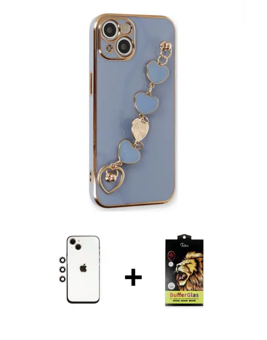 ieg™ iPhone 14 Kılıf Nova Işık Prime - Siyah Buffer Cam Ekran Koruyucu + Shine Kamera Lens - GI