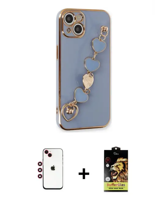 ieg™ iPhone 14 Kılıf Nova Işık Prime - Siyah Buffer Cam Ekran Koruyucu + Shine Kamera Lens - KI