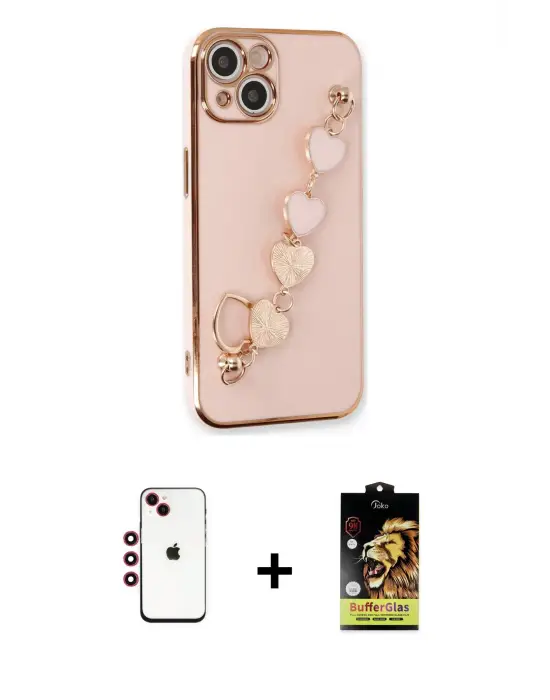 ieg™ iPhone 14 Kılıf Nova Işık Prime - Siyah Buffer Cam Ekran Koruyucu + Shine Kamera Lens - KI
