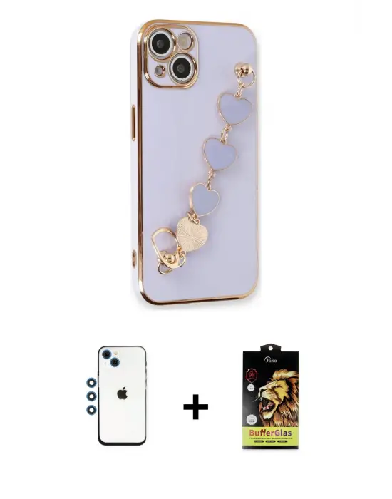 ieg™ iPhone 14 Kılıf Nova Işık Prime - Siyah Buffer Cam Ekran Koruyucu + Shine Kamera Lens - MI