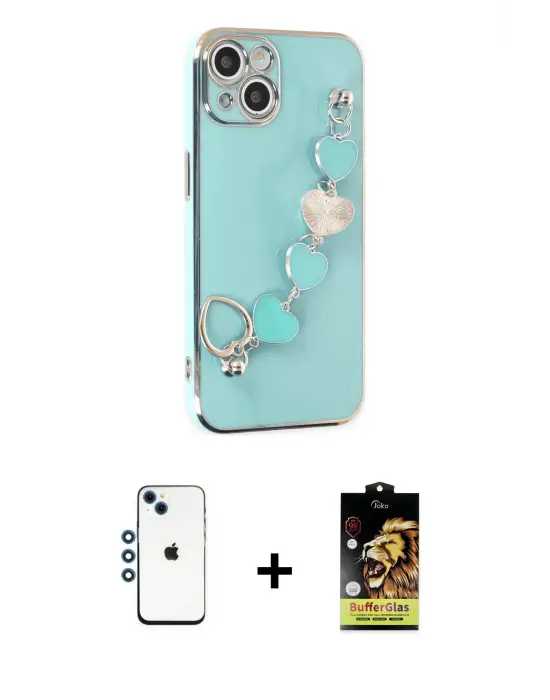 ieg™ iPhone 14 Kılıf Nova Işık Prime - Siyah Buffer Cam Ekran Koruyucu + Shine Kamera Lens - MI