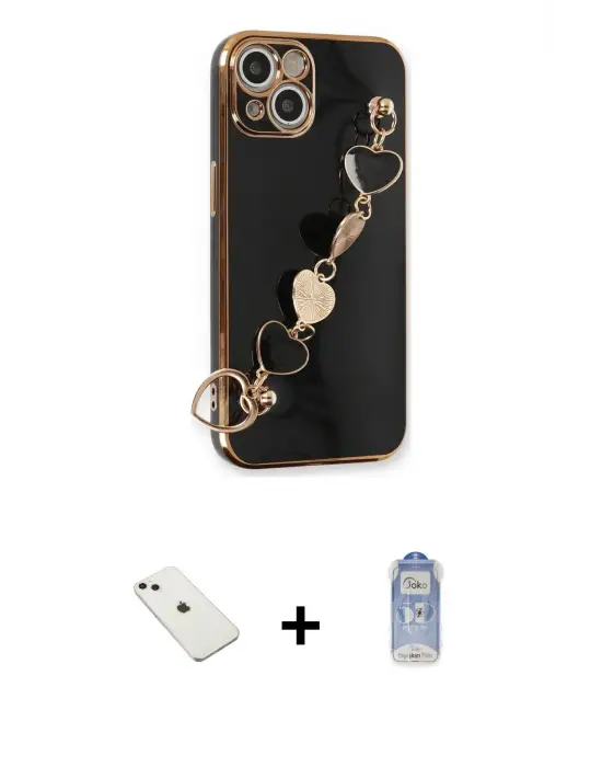 ieg™ iPhone 14 Kılıf Nova Işık Prime - Siyah Joko Magic 5D Cam + Diamond Kamera Lens - PE