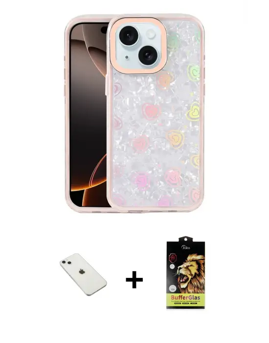 ieg™ iPhone 14 Kılıf Odak Prime - Siyah Buffer Cam Ekran Koruyucu + Diamond Kamera Lens - SABE