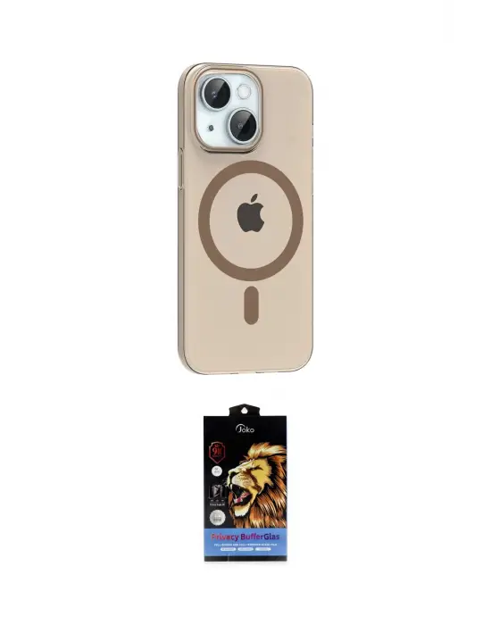 ieg™ iPhone 14 Kılıf Pusula Form Özel Seri - Siyah Buffer Hayalet Cam Ekran Koruyucu