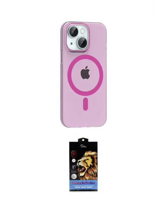 ieg™ iPhone 14 Kılıf Pusula Form Özel Seri - Siyah Buffer Hayalet Cam Ekran Koruyucu