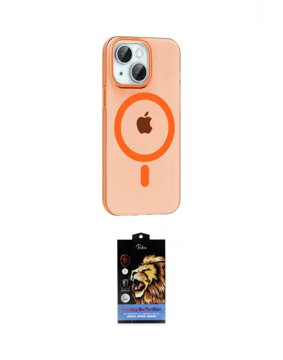 ieg™ iPhone 14 Kılıf Pusula Form Özel Seri - Siyah Buffer Hayalet Cam Ekran Koruyucu