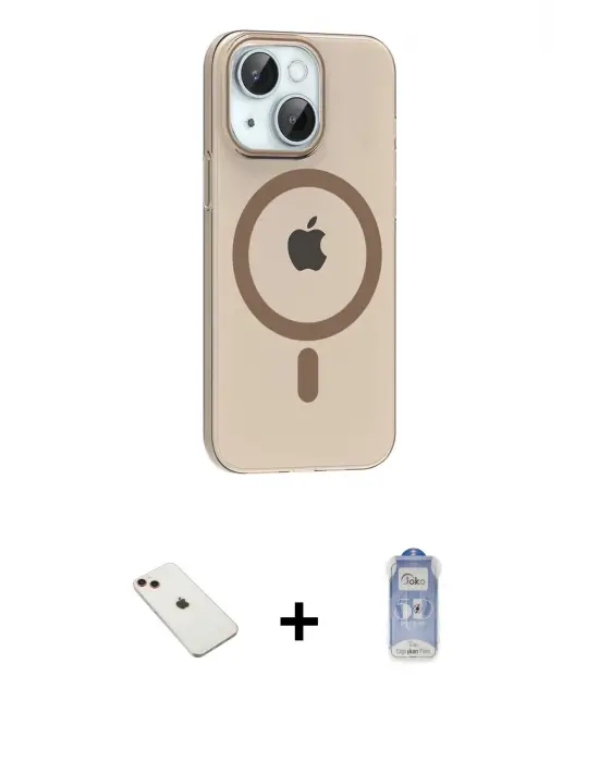 ieg™ iPhone 14 Kılıf Pusula Form Özel Seri - Siyah Joko Magic 5D Cam + Diamond Kamera Lens - KI