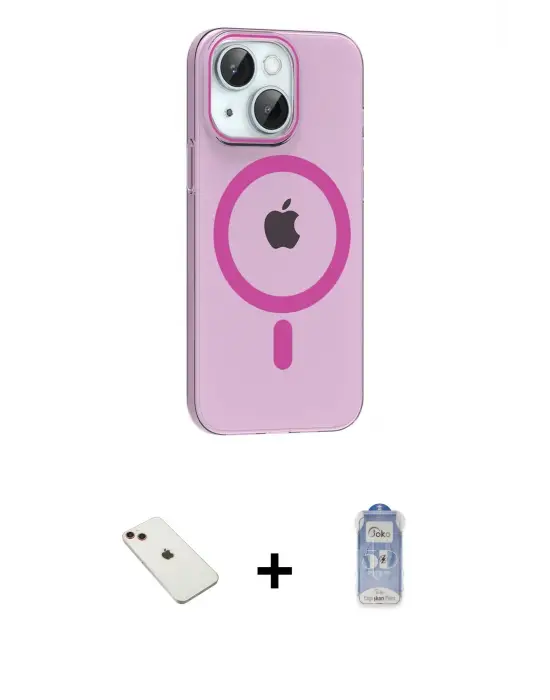 ieg™ iPhone 14 Kılıf Pusula Form Özel Seri - Siyah Joko Magic 5D Cam + Diamond Kamera Lens - KI