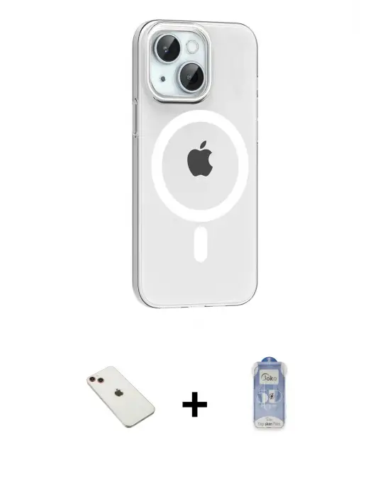 ieg™ iPhone 14 Kılıf Pusula Form Özel Seri - Siyah Joko Magic 5D Cam + Diamond Kamera Lens - KI