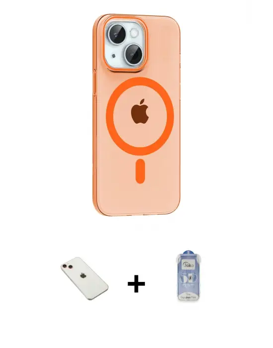 ieg™ iPhone 14 Kılıf Pusula Form Özel Seri - Siyah Joko Magic 5D Cam + Diamond Kamera Lens - KI