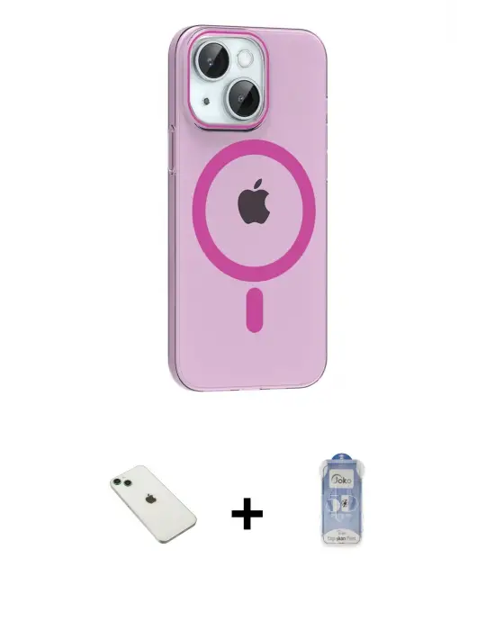 ieg™ iPhone 14 Kılıf Pusula Form Özel Seri - Siyah Joko Magic 5D Cam + Diamond Kamera Lens - YL