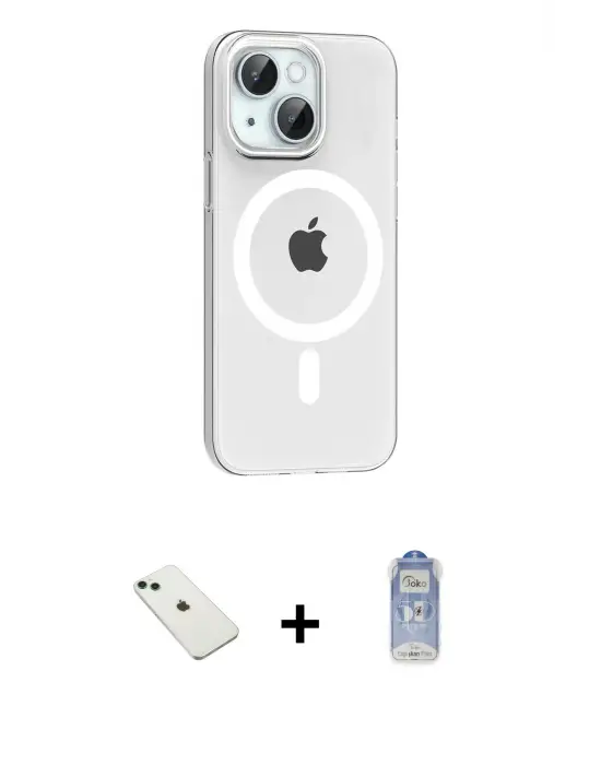 ieg™ iPhone 14 Kılıf Pusula Form Özel Seri - Siyah Joko Magic 5D Cam + Diamond Kamera Lens - YL