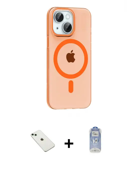 ieg™ iPhone 14 Kılıf Pusula Form Özel Seri - Siyah Joko Magic 5D Cam + Diamond Kamera Lens - YL