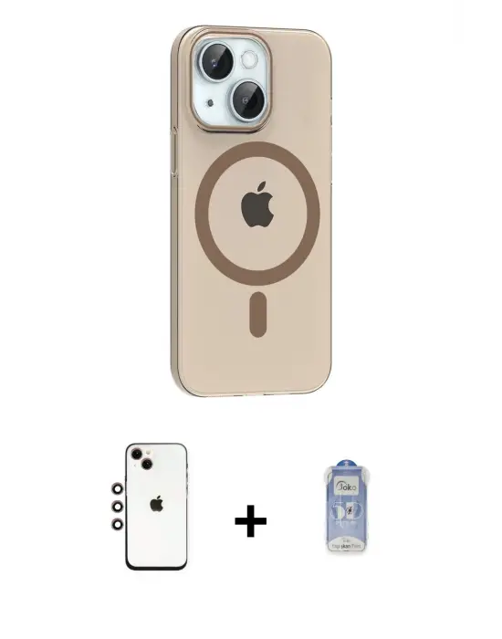 ieg™ iPhone 14 Kılıf Pusula Form Özel Seri - Siyah Joko Magic 5D Cam + Shine Kamera Lens - GI