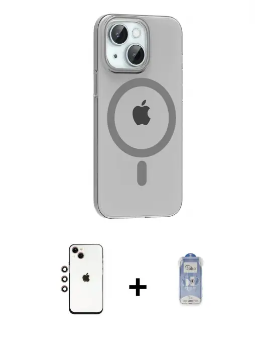 ieg™ iPhone 14 Kılıf Pusula Form Özel Seri - Siyah Joko Magic 5D Cam + Shine Kamera Lens - GI