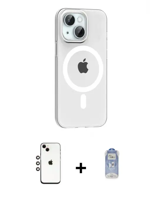 ieg™ iPhone 14 Kılıf Pusula Form Özel Seri - Siyah Joko Magic 5D Cam + Shine Kamera Lens - GI