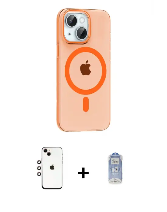 ieg™ iPhone 14 Kılıf Pusula Form Özel Seri - Siyah Joko Magic 5D Cam + Shine Kamera Lens - GI