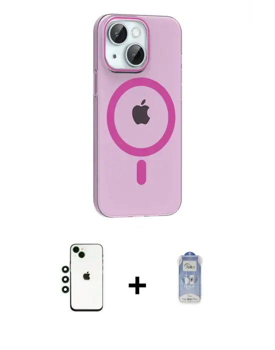 ieg™ iPhone 14 Kılıf Pusula Form Özel Seri - Siyah Joko Magic 5D Cam + Shine Kamera Lens - YL
