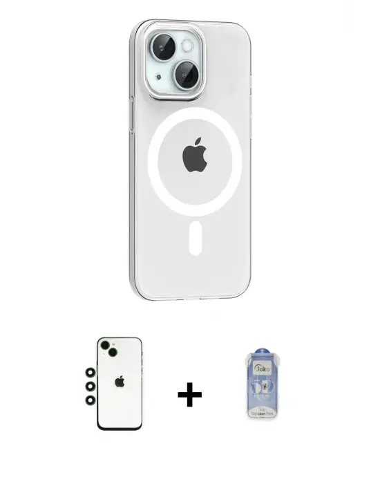 ieg™ iPhone 14 Kılıf Pusula Form Özel Seri - Siyah Joko Magic 5D Cam + Shine Kamera Lens - YL