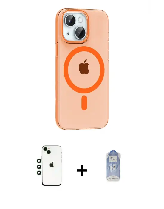ieg™ iPhone 14 Kılıf Pusula Form Özel Seri - Siyah Joko Magic 5D Cam + Shine Kamera Lens - YL