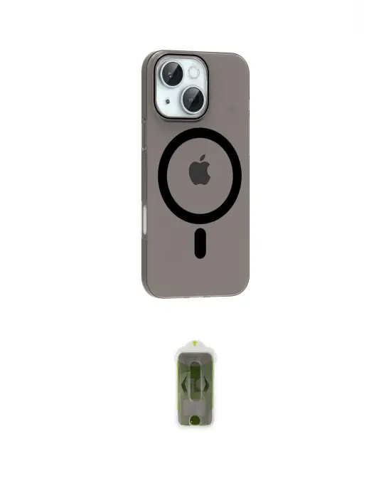 ieg™ iPhone 14 Kılıf Pusula Form Özel Seri - Siyah Joko Magic 5D Hayalet Cam