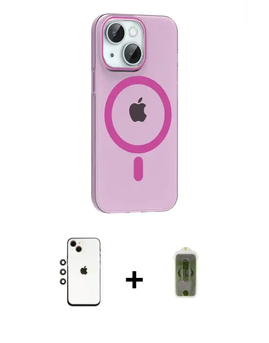 ieg™ iPhone 14 Kılıf Pusula Form Özel Seri - Siyah Joko Magic 5D Hayalet Cam + Shine Kamera Lens - GI