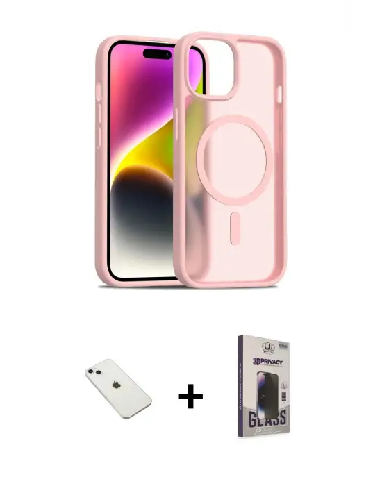 ieg™ iPhone 14 Kılıf Siluet Minimal Prime - Siyah Bilvis Hayalet Cam Ekran Koruyucu + Diamond Kamera Lens - SABE