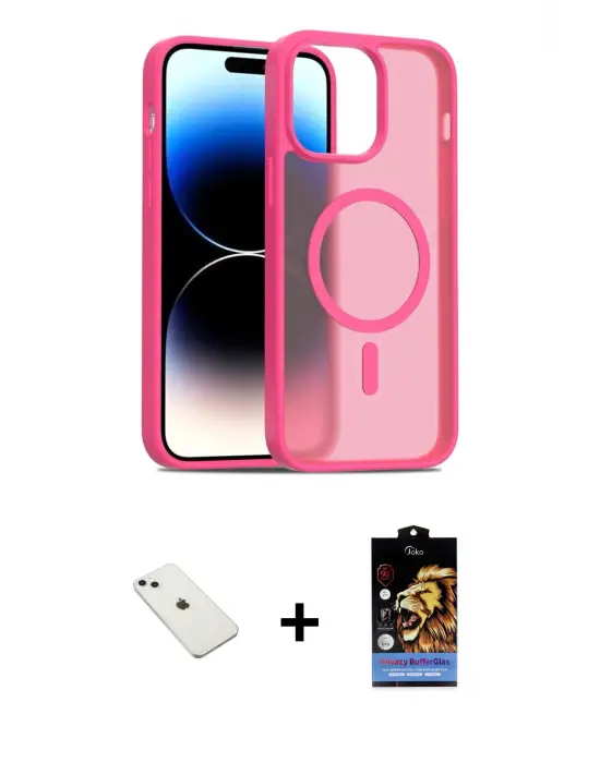 ieg™ iPhone 14 Kılıf Siluet Minimal Prime - Siyah Buffer Hayalet Cam Ekran Koruyucu + Diamond Kamera Lens - SABE