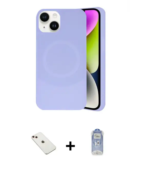 ieg™ iPhone 14 Kılıf Ufuk Serisi - Siyah Joko Magic 5D Cam + Diamond Kamera Lens - KI