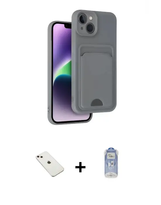 ieg™ iPhone 14 Kılıf Vadi Çizgi Prime - Siyah Joko Magic 5D Cam + Diamond Kamera Lens - PE