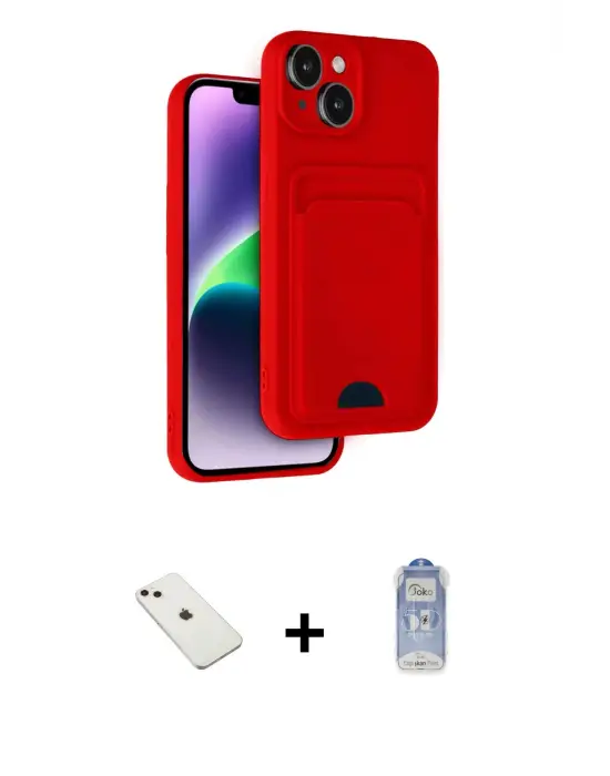 ieg™ iPhone 14 Kılıf Vadi Çizgi Prime - Siyah Joko Magic 5D Cam + Diamond Kamera Lens - PE
