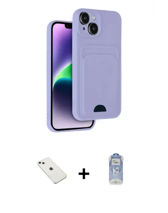 ieg™ iPhone 14 Kılıf Vadi Çizgi Prime - Siyah Joko Magic 5D Cam + Diamond Kamera Lens - PE
