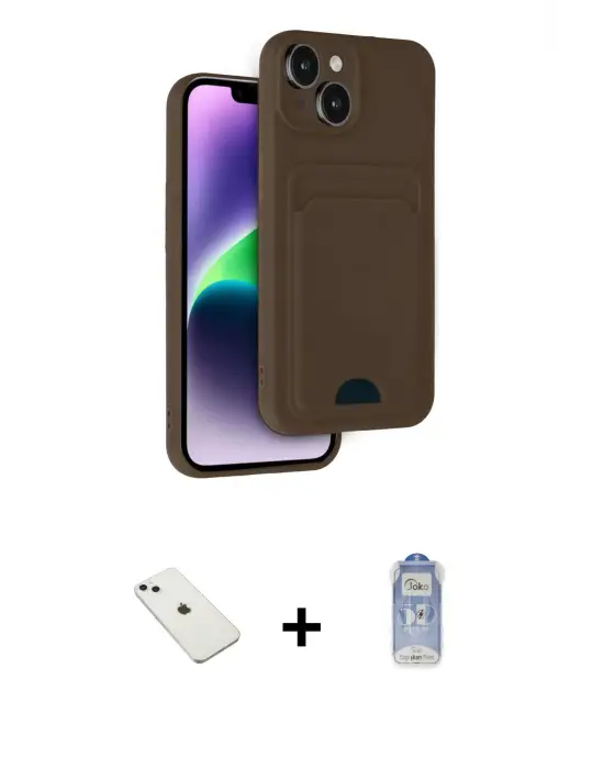 ieg™ iPhone 14 Kılıf Vadi Çizgi Prime - Siyah Joko Magic 5D Cam + Diamond Kamera Lens - SABE