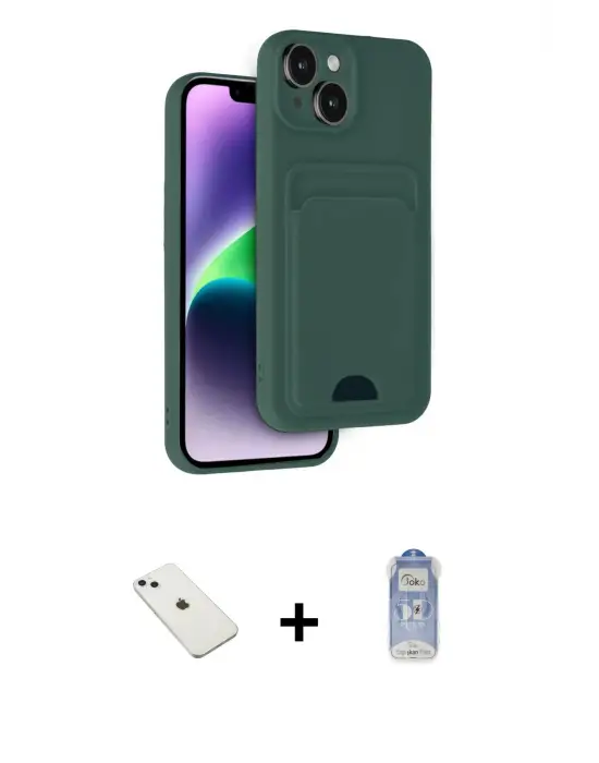 ieg™ iPhone 14 Kılıf Vadi Çizgi Prime - Siyah Joko Magic 5D Cam + Diamond Kamera Lens - SABE