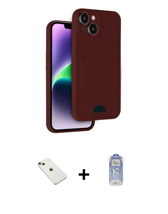 ieg™ iPhone 14 Kılıf Vadi Çizgi Prime - Siyah Joko Magic 5D Cam + Diamond Kamera Lens - YL