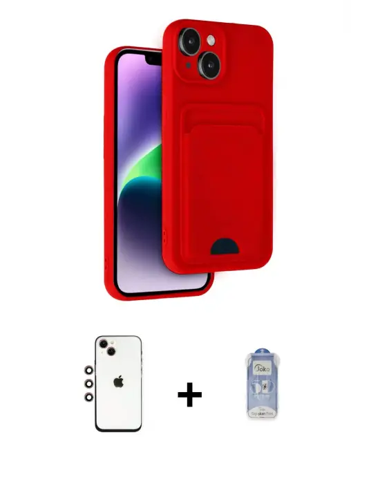 ieg™ iPhone 14 Kılıf Vadi Çizgi Prime - Siyah Joko Magic 5D Cam + Shine Kamera Lens - GI
